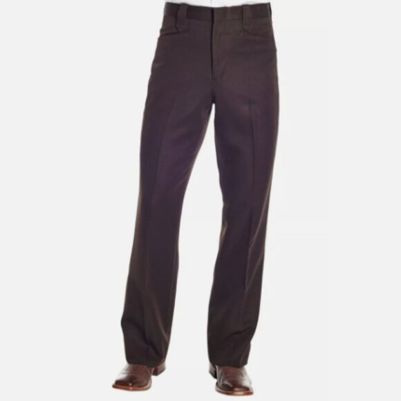 CIRCLE S Western Pants Mens 37 Dark Brown Flat Front Dress Ranch Pant NWT Cowboy - Picture 1 of 15